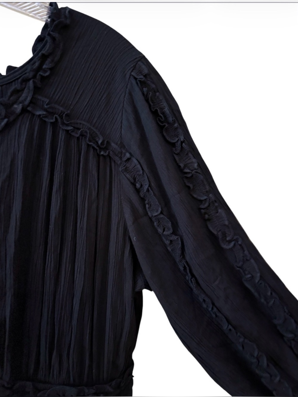 Wayward Fancies eShakti Black Dress Long Sleeve Ruffled - Picture 5 of 8